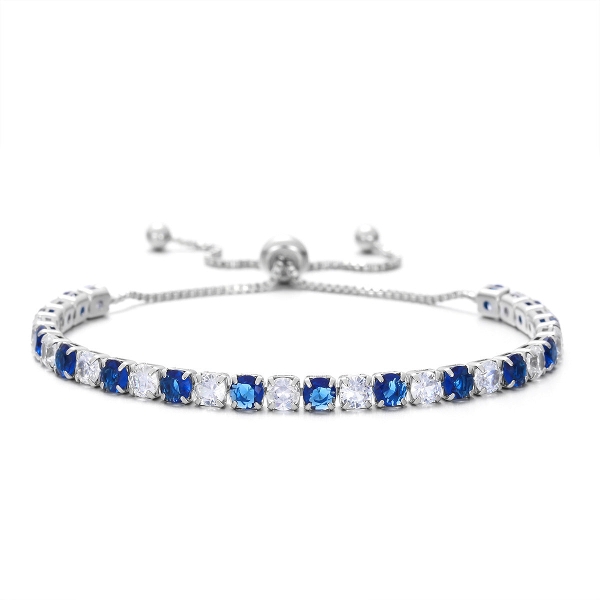 Zircon Single Row Full Diamond Adjustable Draw Tennis Fashion Bracelet