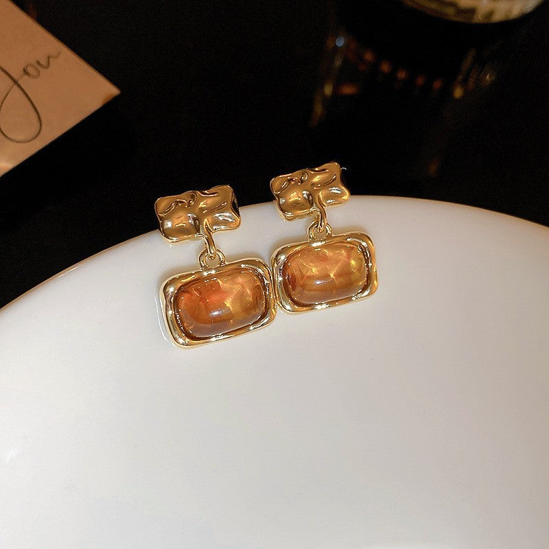 Women's Needle Geometric Irregular Resin Fashionable Retro Earrings