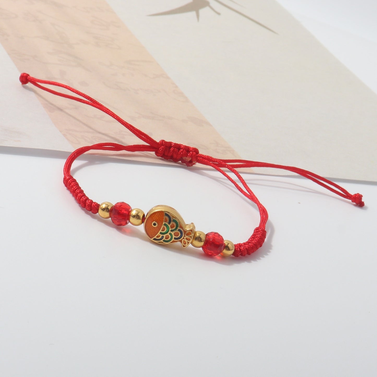 Gold Red Rope Woven Goldfish Butterfly Bracelets