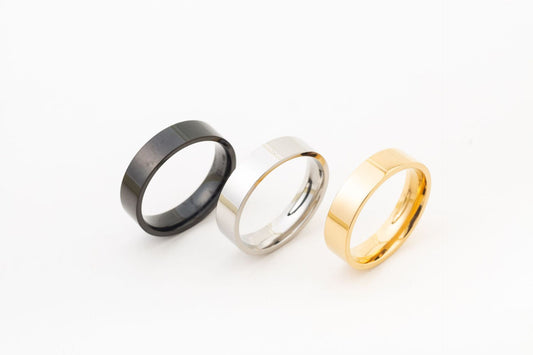 Men's Stainless Steel Flat Glossy Mirror Titanium Rings