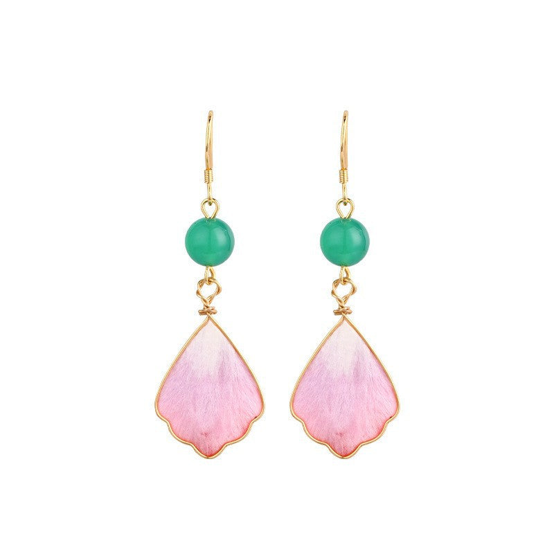 Women's Chinese Style Flower National Traditional Handmade Cloisonne Silk Ear Hook Rings