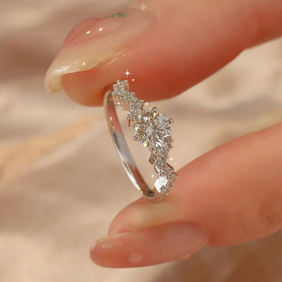 Rhinestone Star Dream Female Light Luxury Minority Rings