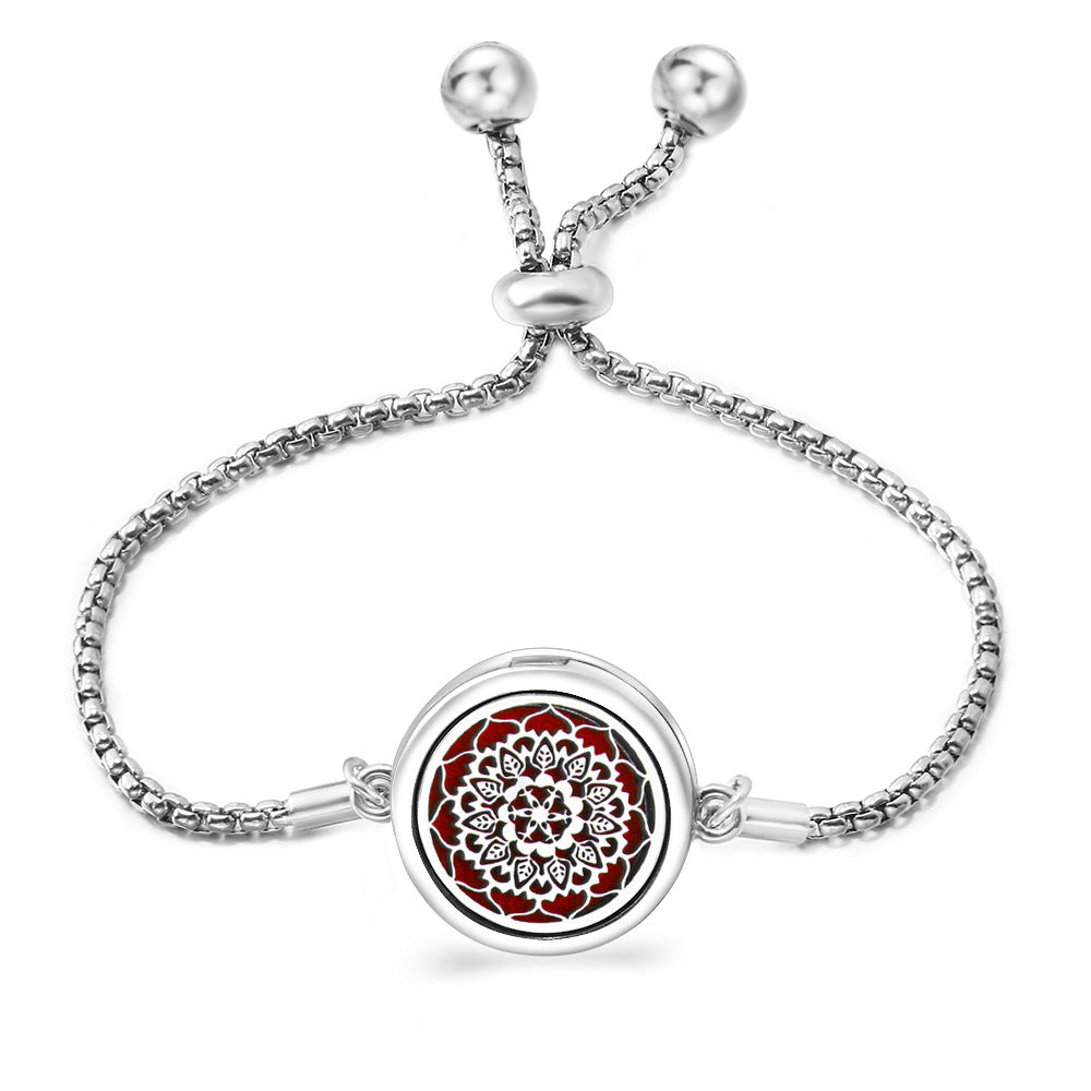 Fashion Angel Wings Box Essential Oil Diffuser Stainless Steel Adjustable Bracelet