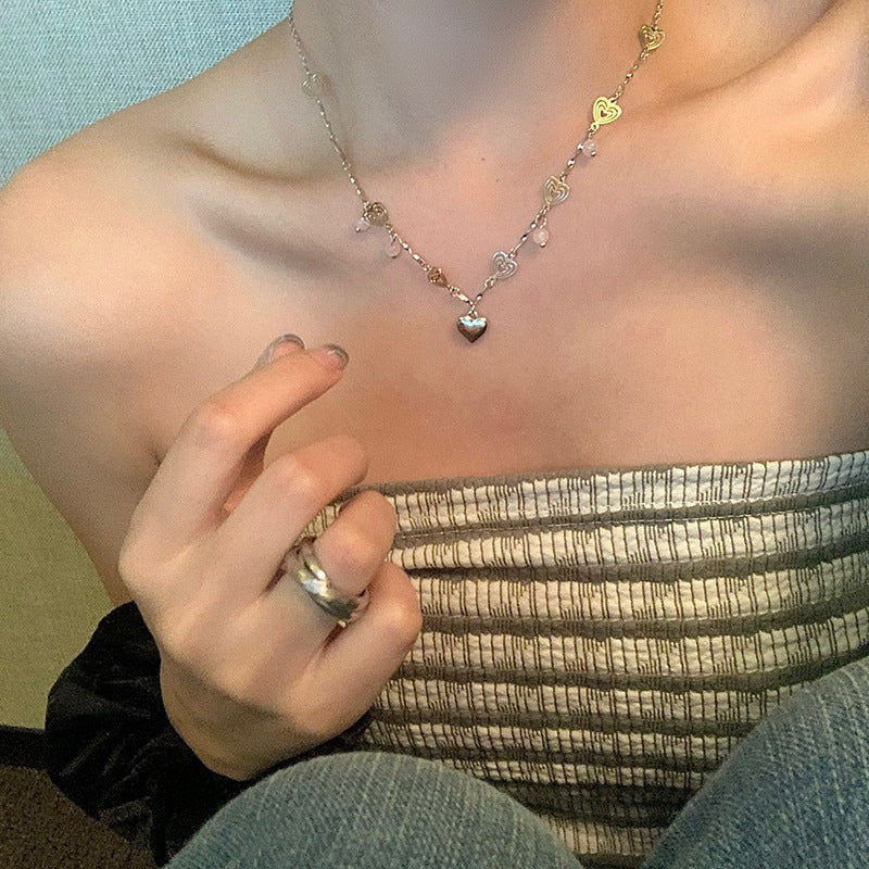 Women's Stone Heart Light Luxury Design Sense Niche Clavicle Necklace