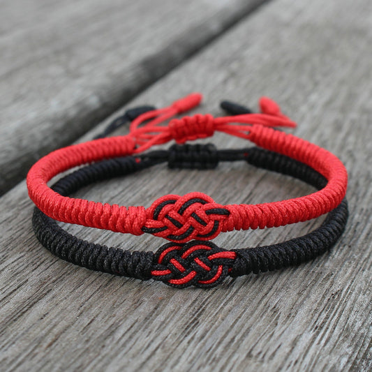 Life Red Rope Hand-woven Double Money Knot Couple Bracelets