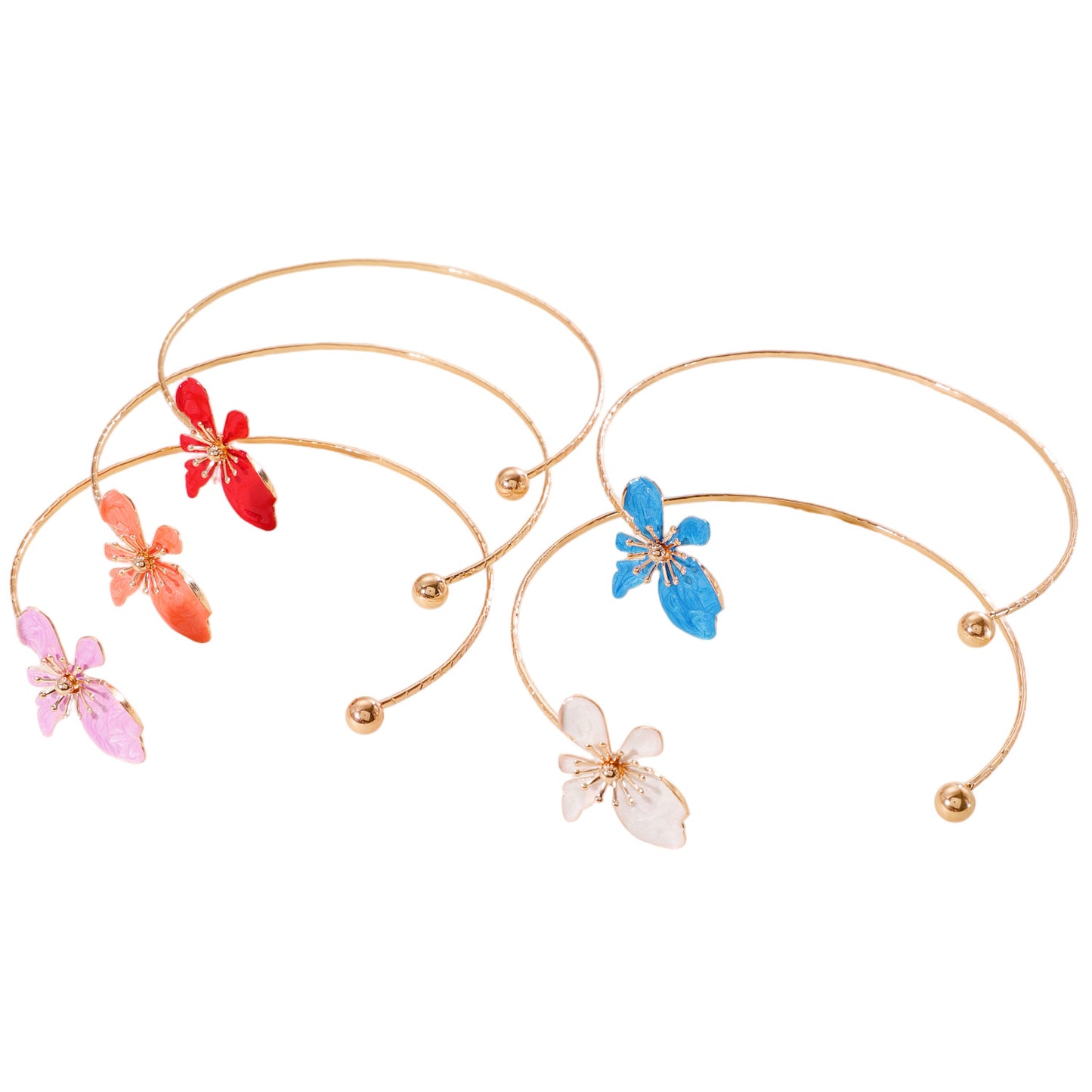 Women's Fashionable Retro Flower Light Luxury Design Drop Color Necklaces
