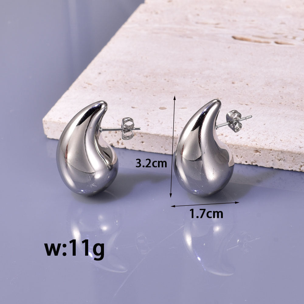 Women's Fashion Stainless Steel Hollow Light Luxury Earrings