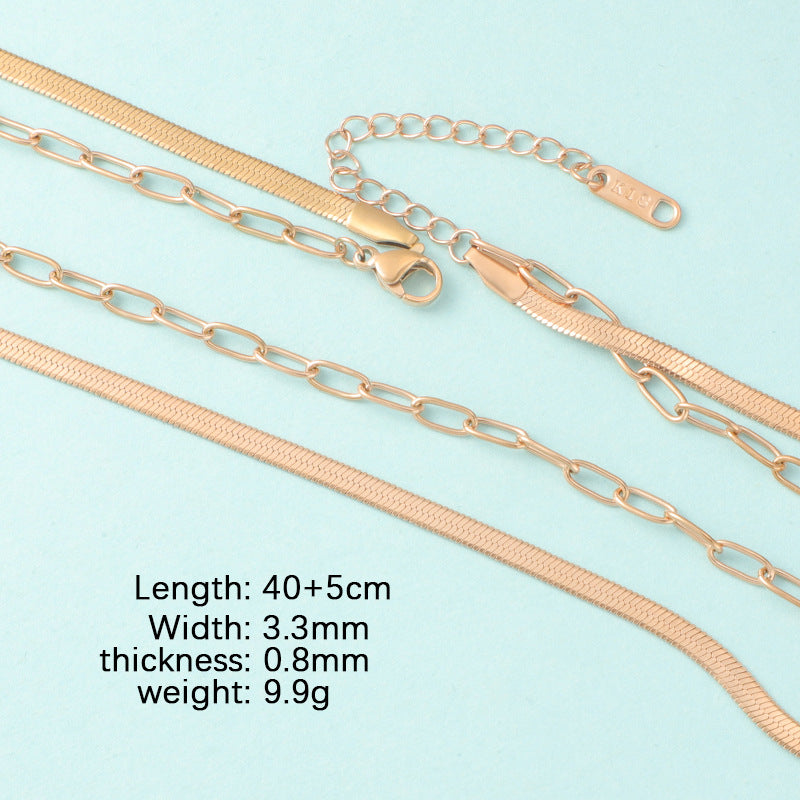 Fashion Titanium Steel Double Layer Blade Chain Necklaces