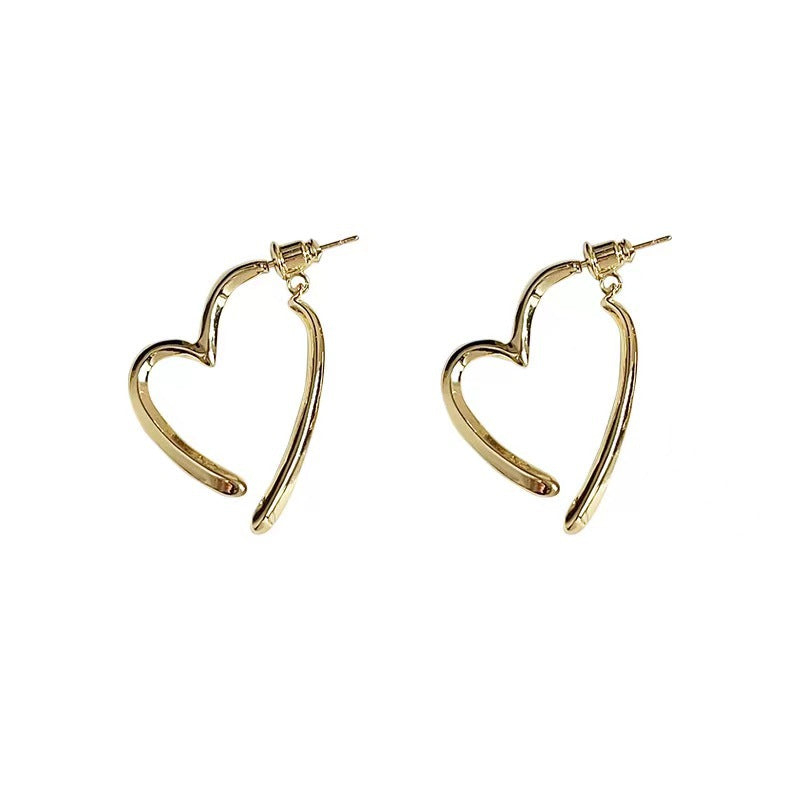 Women's Heart Cross Heart-shaped Sier Pin Design Everyday Joker Earrings