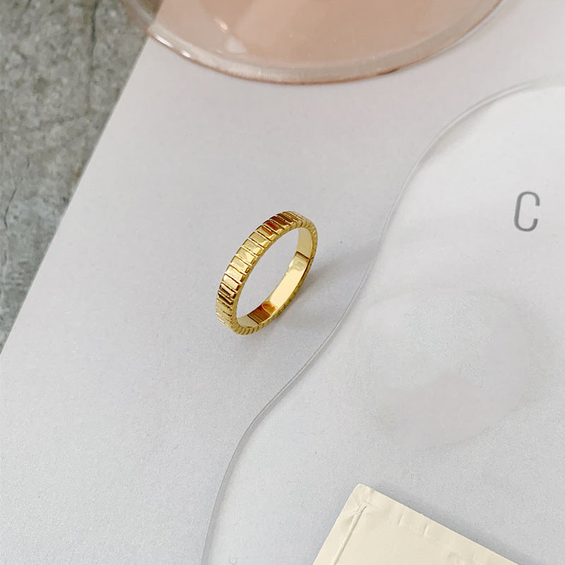 Minimalist Mix Match Gold-plated Texture Daily Rings