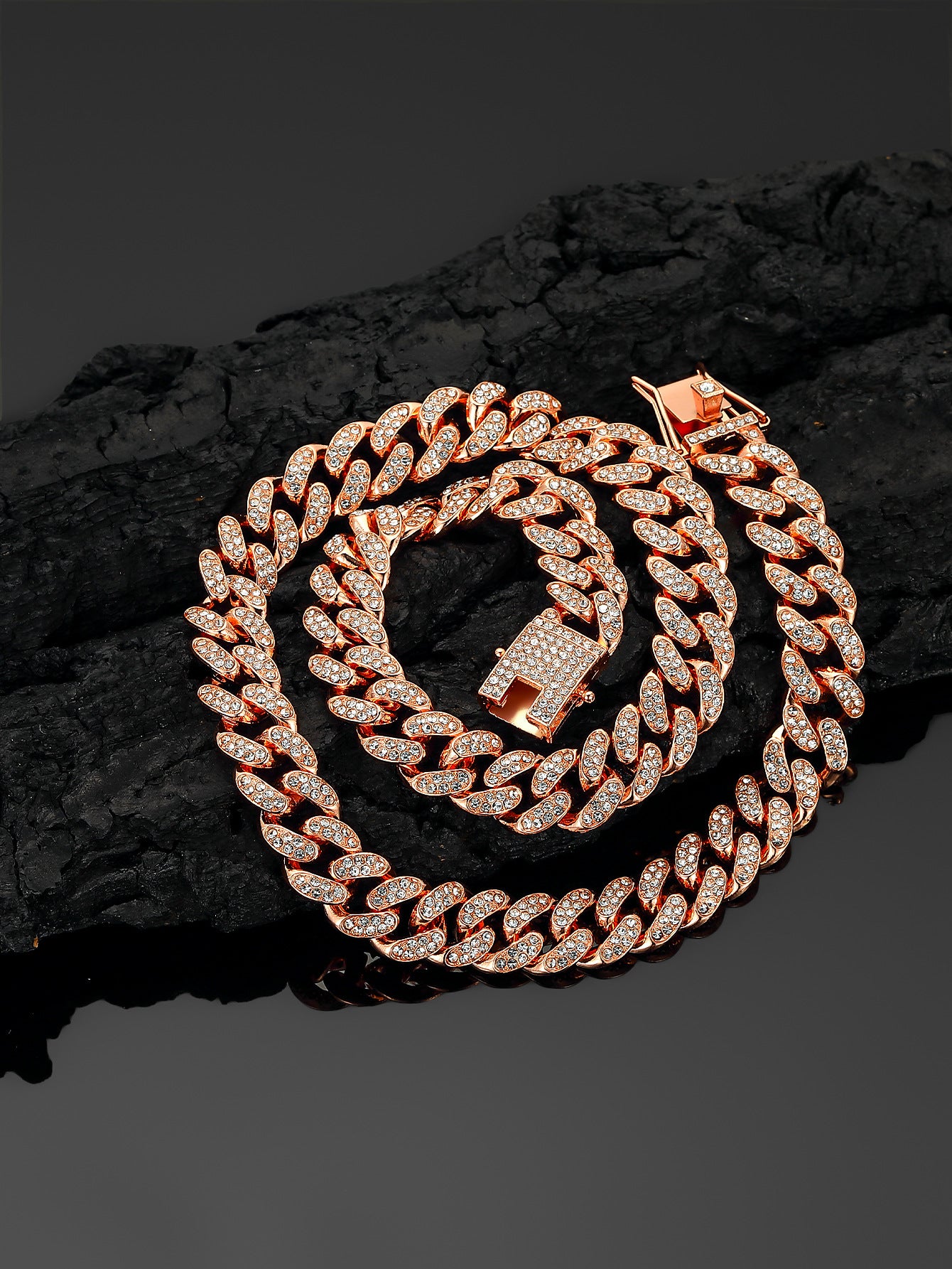 Men's Cuban Link Chain Alloy Full Diamond Dragon's Beard Bracelets