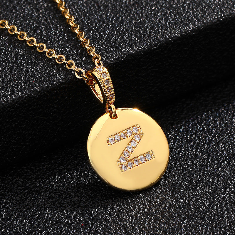 Women's Letter Fashionable English Copper Inlaid Zircon Small Necklaces