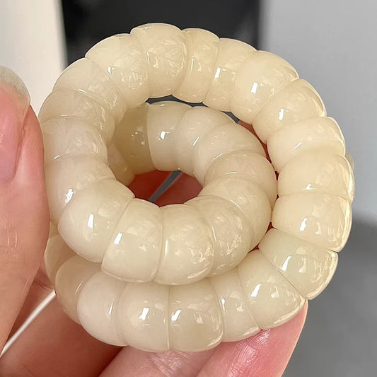 White Jade Bodhi Root Crafts Pork Intestine Bracelet