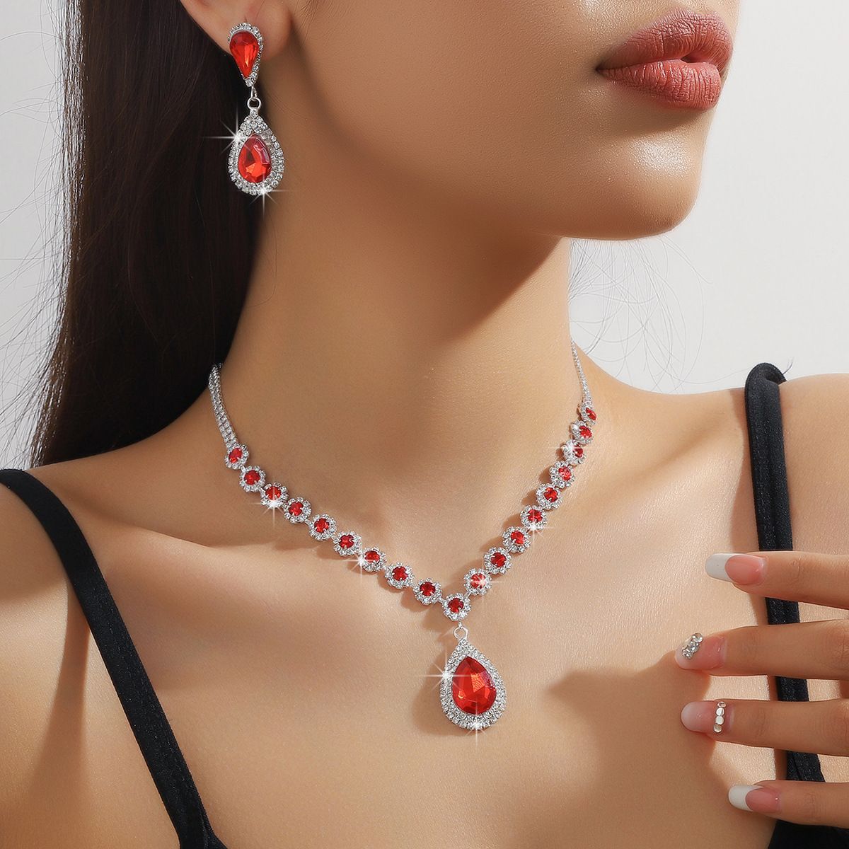Fashion Water Drop Diamond Full Bride Necklaces
