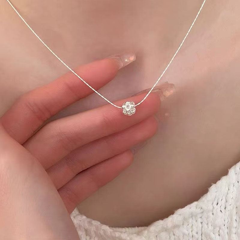 Sier Safety Lock Chinese Style White Necklace