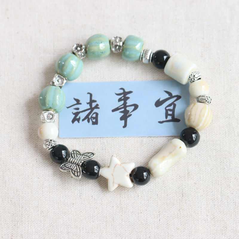 Chinese Ceramic Ethnic Style National Porcelain Bracelets