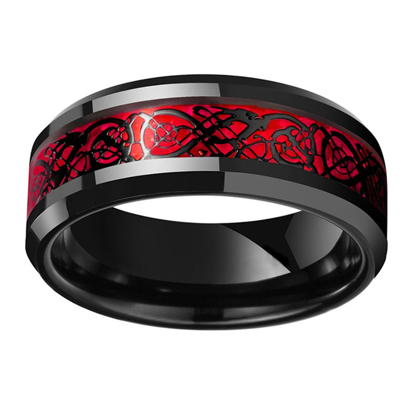 Men's Eye Ruby Female Stainless Steel Dragon Pattern Ring