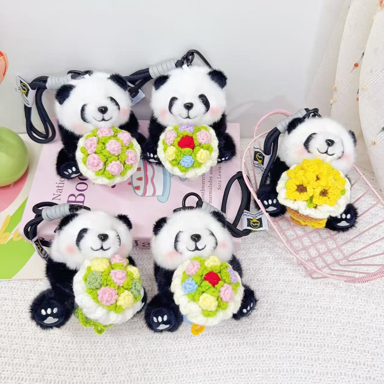 Panda Hug Flower Base Gift Cute Pendants
