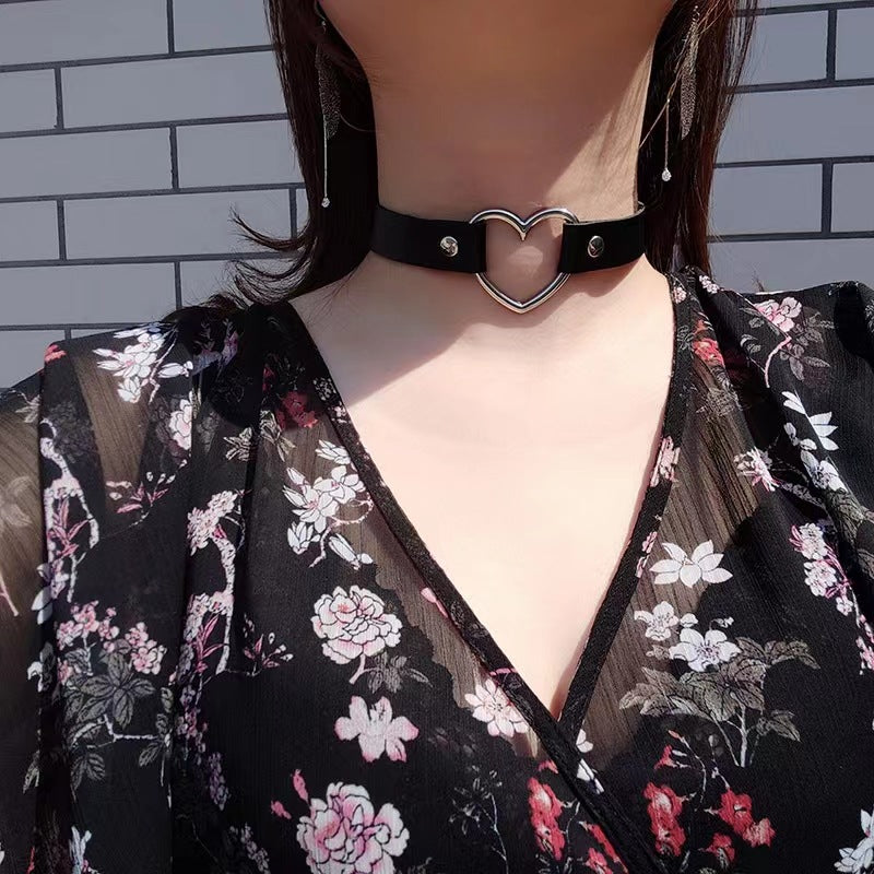 Love Female Neck Band Hand Holding Rope People With Chain Collar
