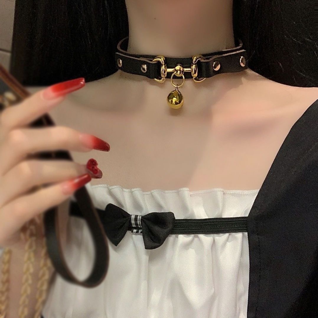 Golden Bell Pure Desire Clavicle Chain Drag Leather Adult Collar