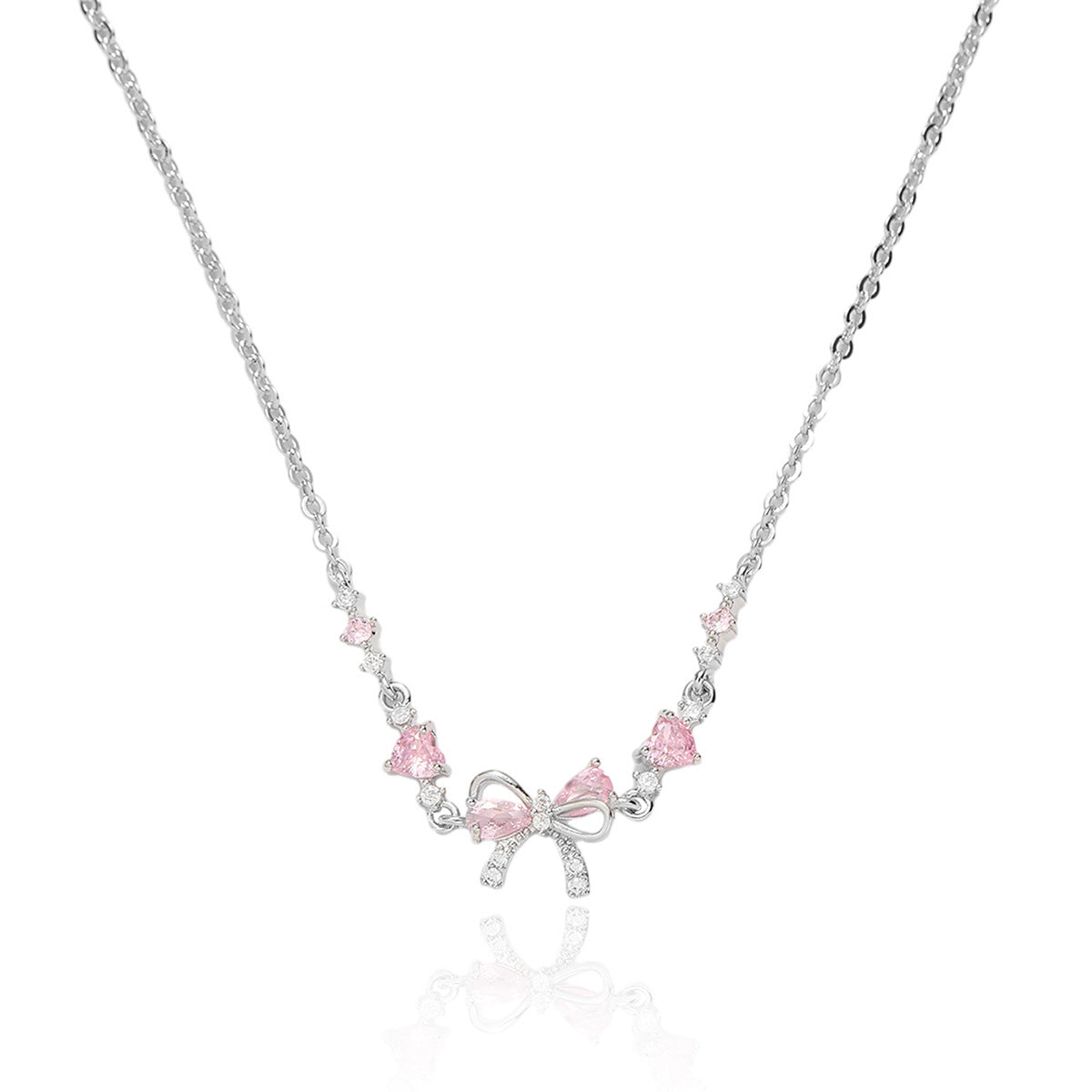 Female Sweet Trend Bow Simple Zircon Niche Love Necklaces