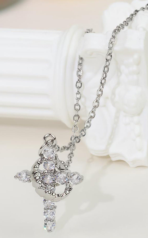 Women's Best-selling Cross Full Diamond Rotatable Love Mother's Day Necklace