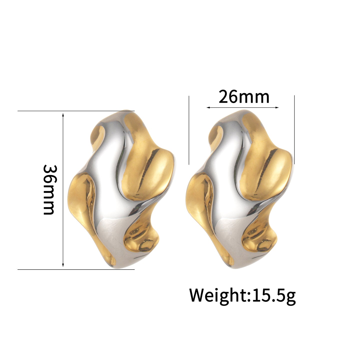 Women's Stainless Steel Pleated Wave Glossy Fashion Earrings