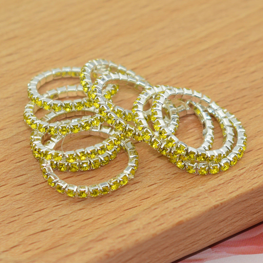 Korean Style Single Row Rhinestone Elastic Mixed Ring
