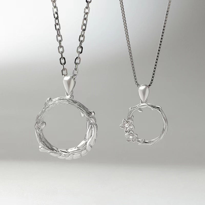 Myosotis Couple Pair Niche High Sense Thorn Flower Clavicle Chain Necklace