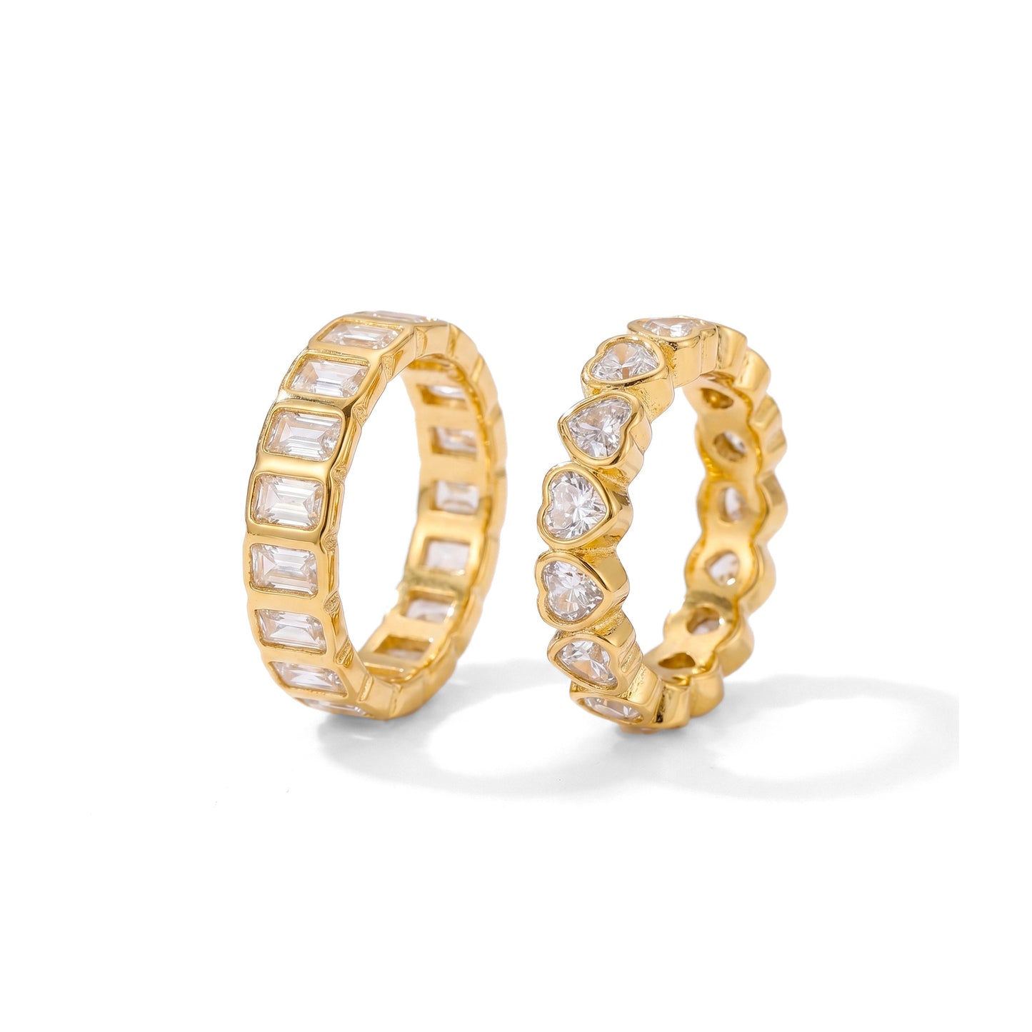 Zircon Stackable Titanium Steel Gold-plated Light Luxury Stacked Rings