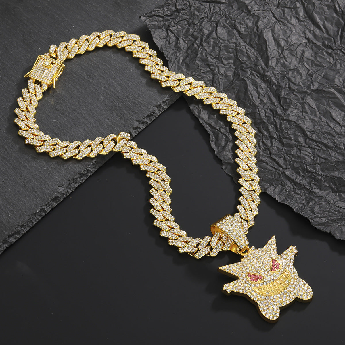 Personalized Cartoon Anime Diamond Hip Hop Trendy Little Monster Necklaces