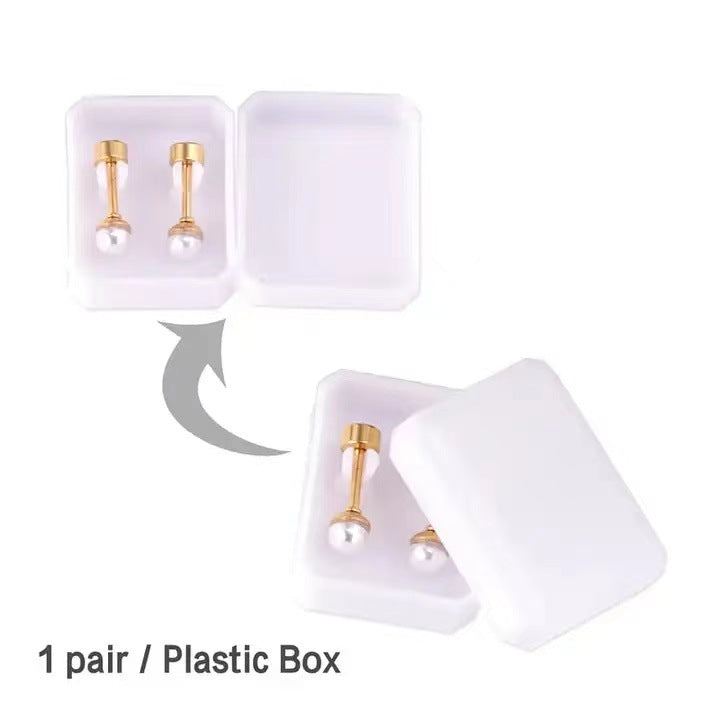 Pearl Screw Tightening Buckle Stainless Steel Female Simple Graceful Small Stud Earrings