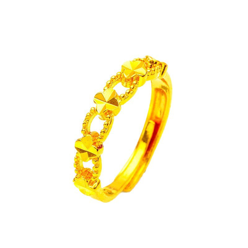 Gold Lucky Four-leaf Clover Opening Adjustable Rings