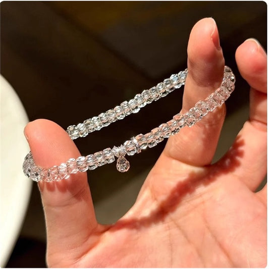 Women's Natural Net Body Flash White Crystal Gourd Bracelet