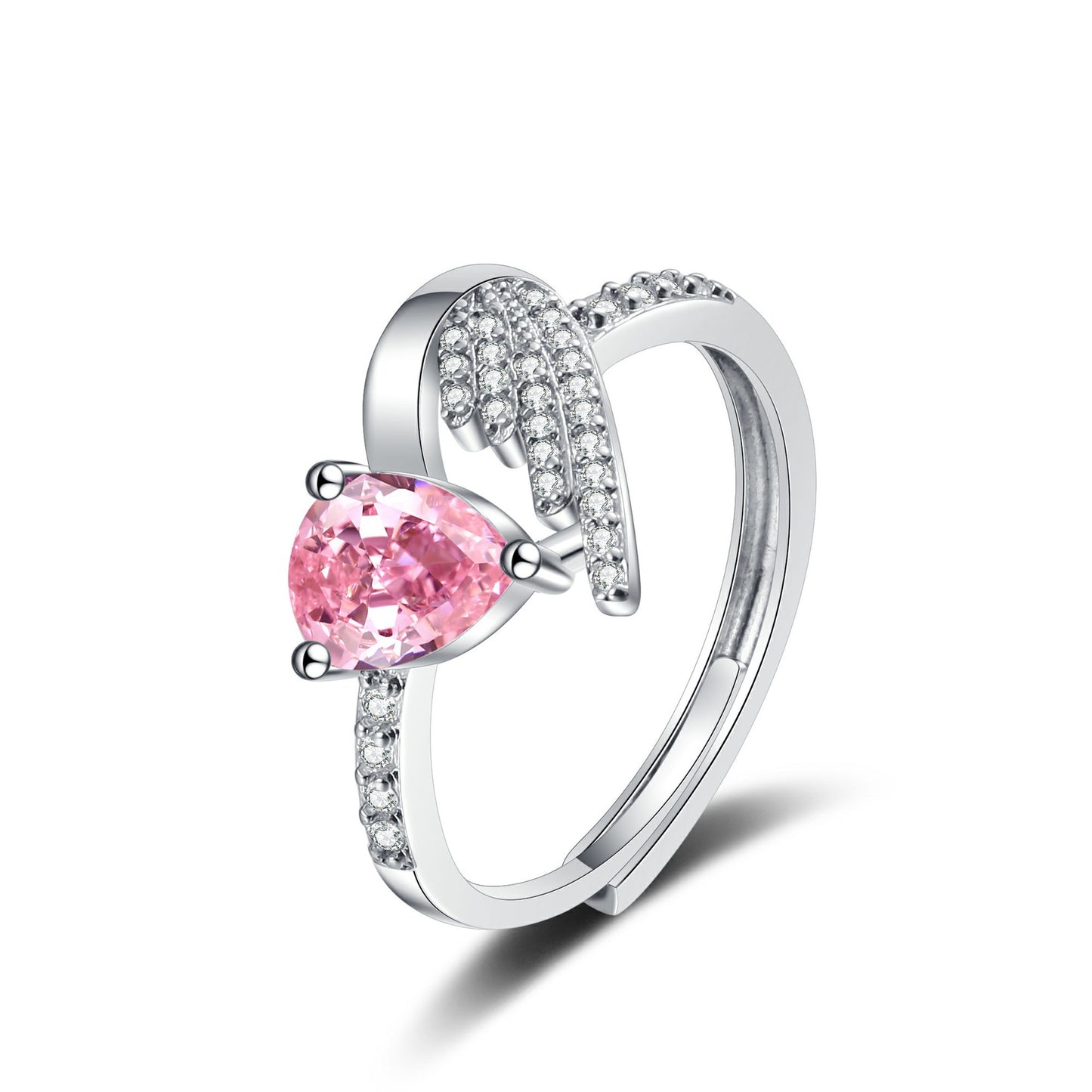 Exquisite Pink Love Heart-shaped Fashionable Personality Open Rings