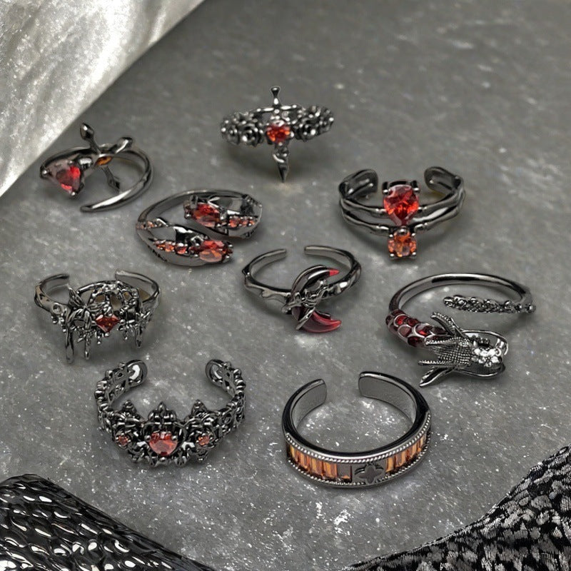 Personalized Red Diamond Open Hot Twin Design Light Rings