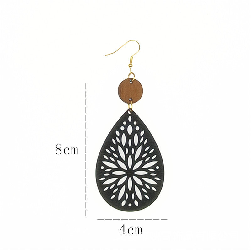 Water Drops Bohemian Style Wood Piece Rings