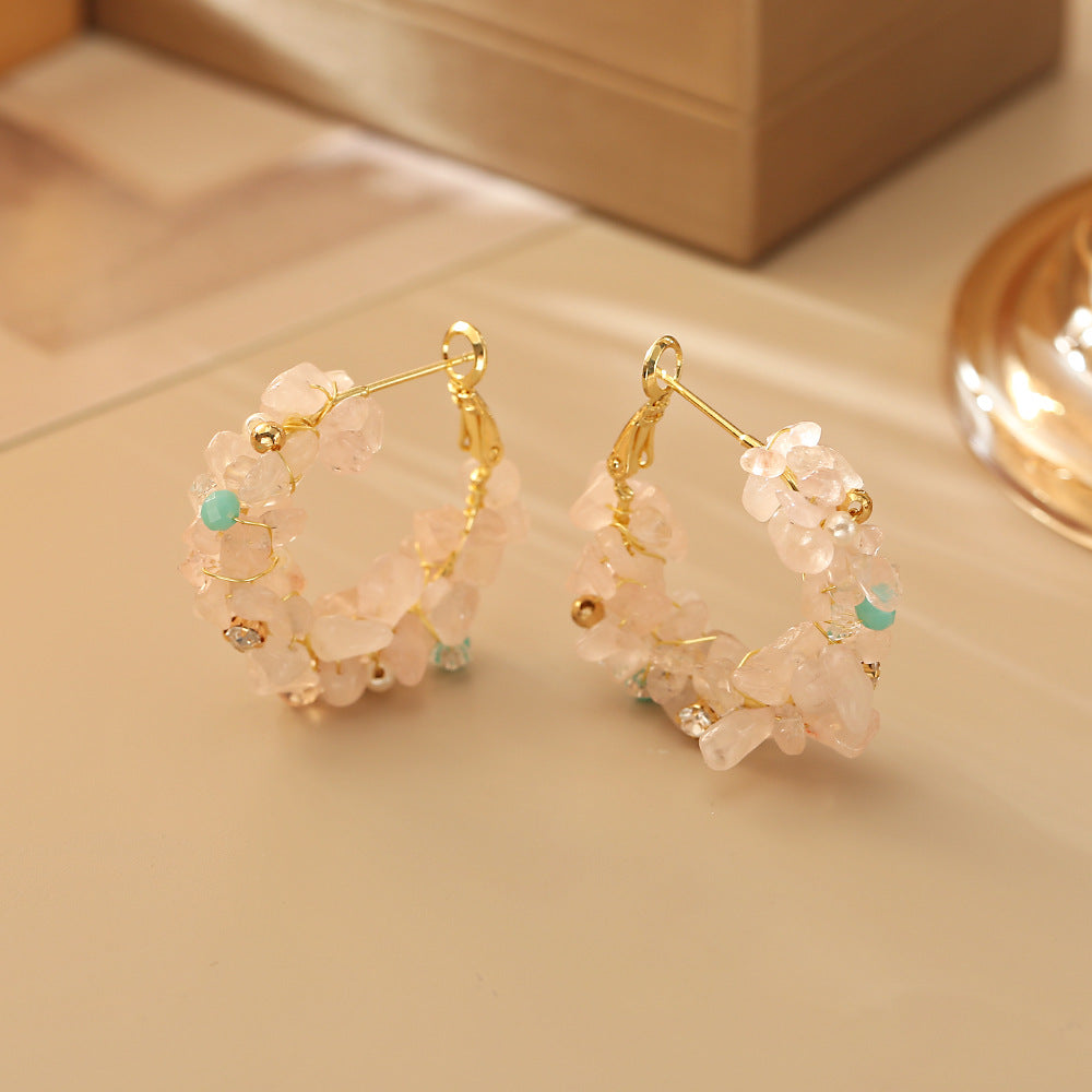 Super Fairy Colorful Crystal Fresh Sweet Fashion High Earrings
