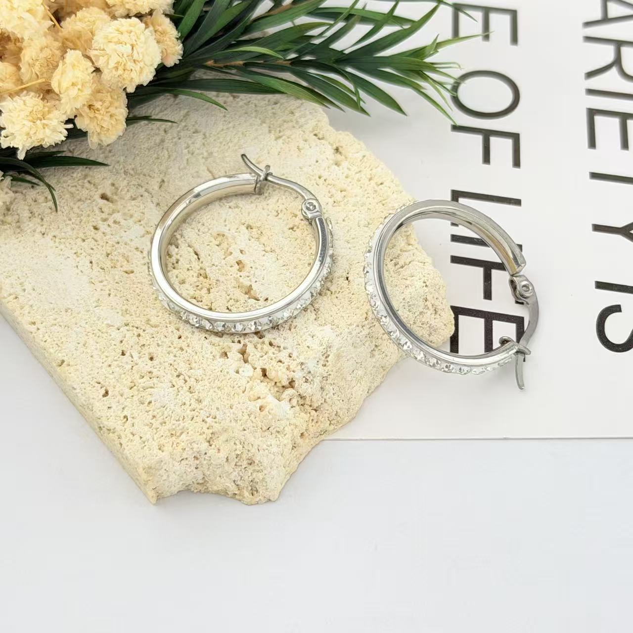Women's Luxury Refined Rhinestone Full Diamond Big Hoop Fashion Earrings