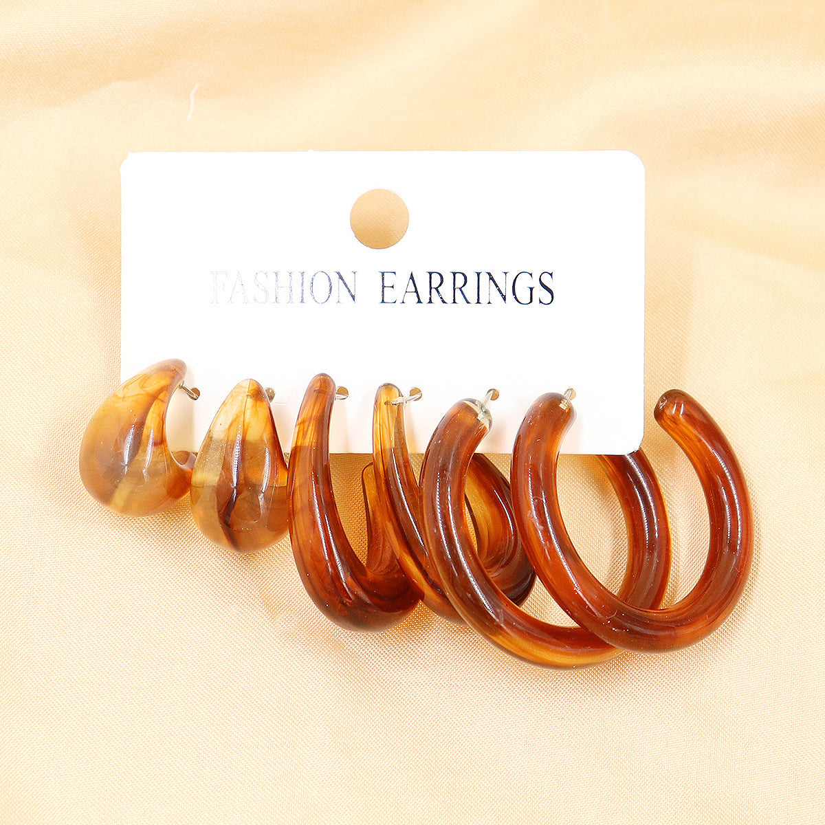 Women's Fresh Summer Versatile Acrylic Round Pairs Plastic Earrings