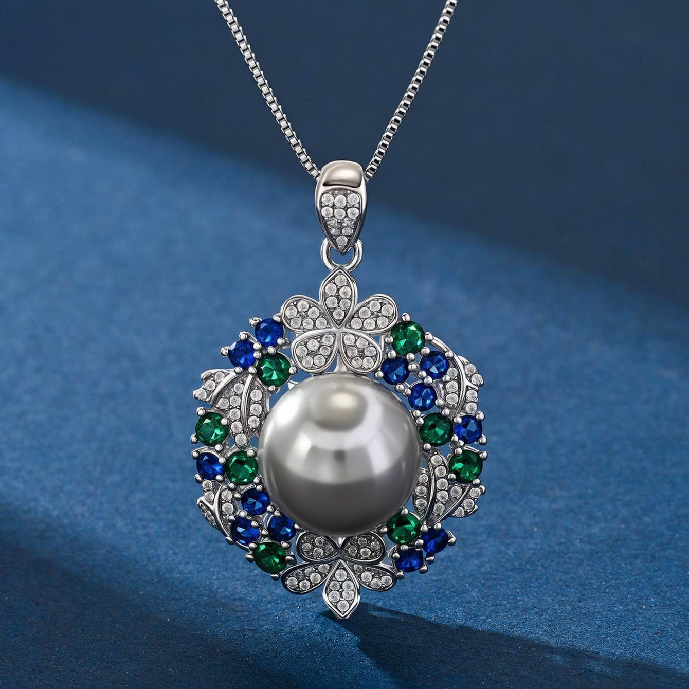 Women's Emerald Sunflower Pearl High-grade Ear Jewelry Set