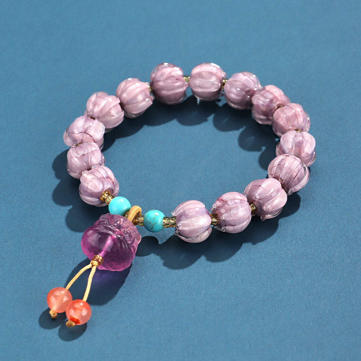 Women's Twilight Mountain Purple Lion Glass Lotus Bodhi Bracelets