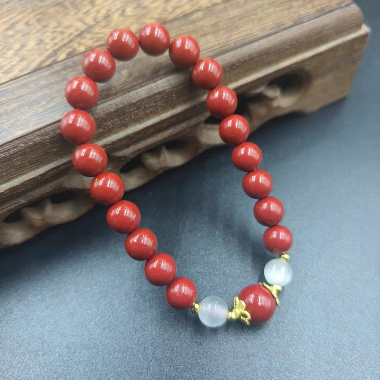Women's & Men's Cinnabar Purple Gold Sand Single Circle Simple Buddha Beads Light Bracelet