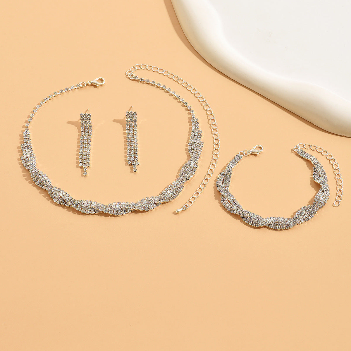 Women's Popular Wedding Dress Bridal Rhinestone Two-piece Necklaces