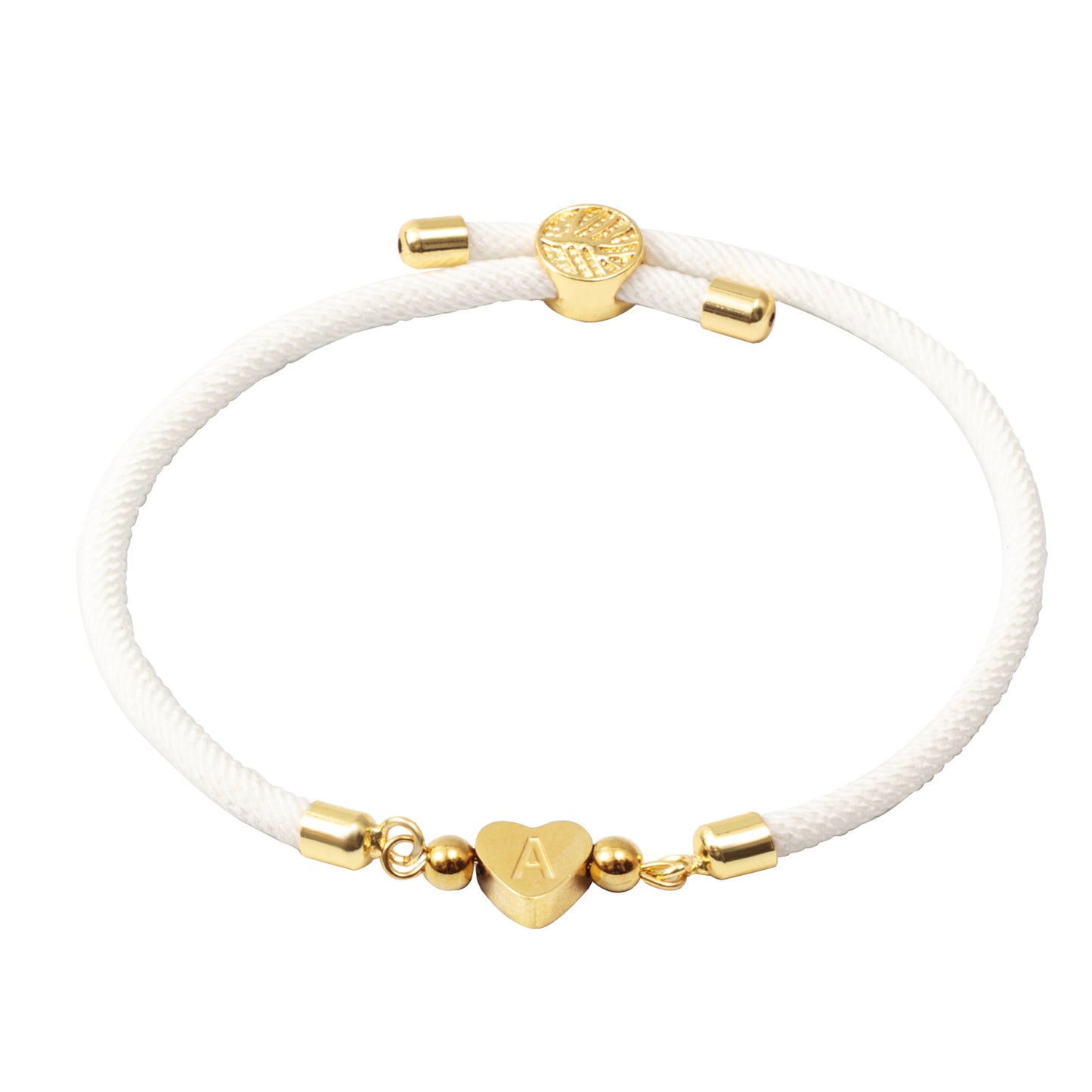 Women's Classic Heart Initial Letter Adjustable Colored Bracelets