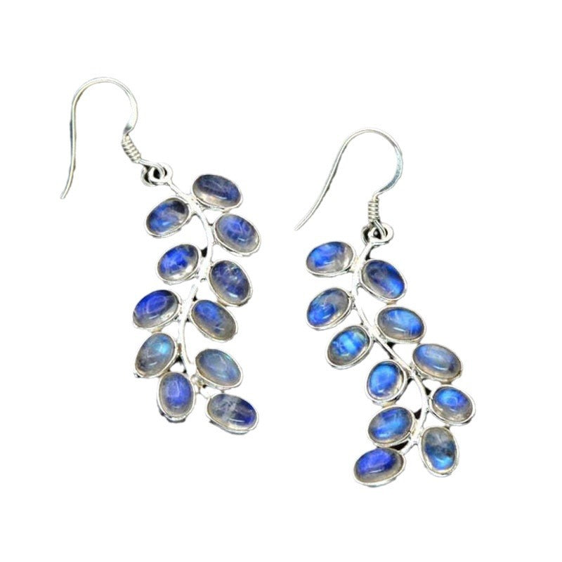 Inlaid With White Cat's Eye Gem Earrings