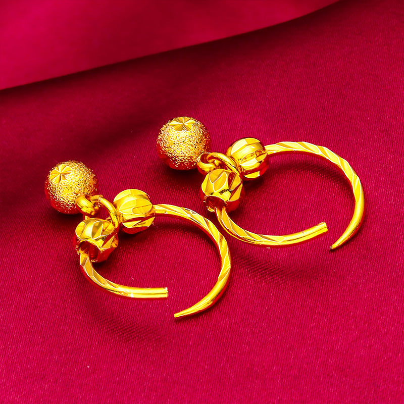 Women's Beads For Vietnam Placer Gold Dull Earrings