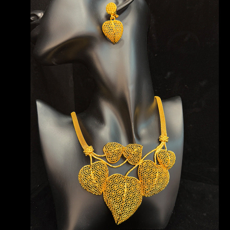 Gold Plated Female Bridal Wedding Imitation Jewelry Set