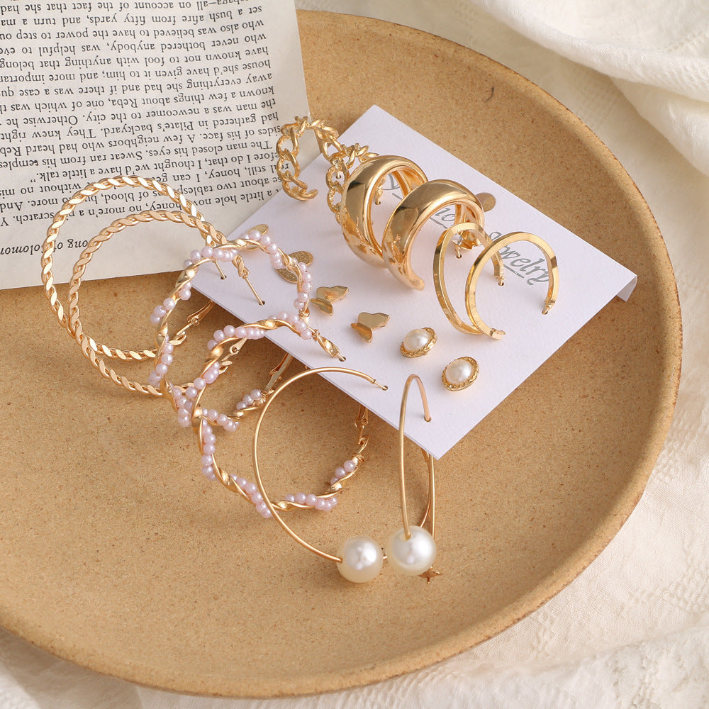 Creative Simple Acrylic Alloy Metal Pearl Stud Earrings