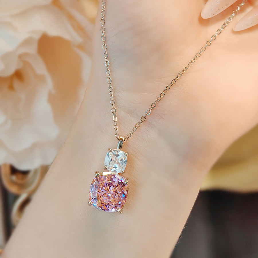 Women's Luxury Fashion Versatile Pink Diamond Purple Jewelry Set